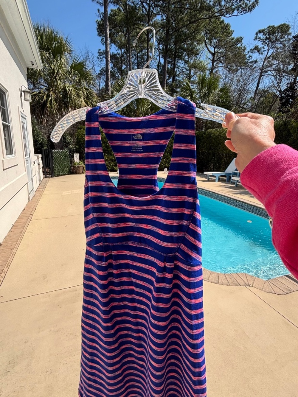 The North Face Blue and Pink Striped Active Tee
